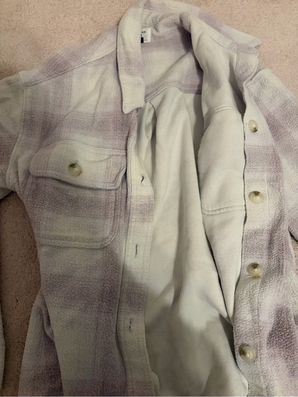 American Eagle Outfitters Lavender Plaid Teddy Shacket